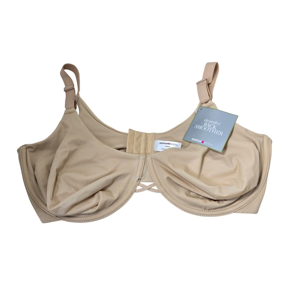 Avenue Body Back Smoother Bra Women 40DD‎ Beige Underwire NWT